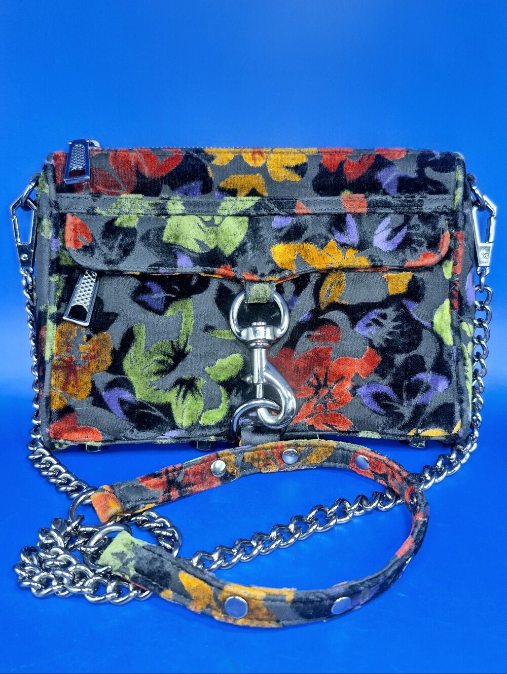 Rebecca Minkoff Black Velvet Floral Love Crossbody Bag
